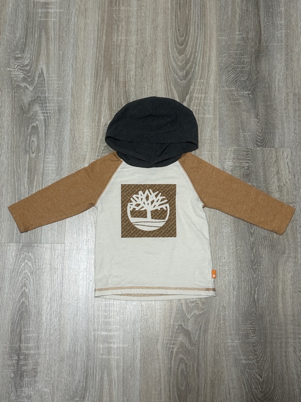 Timberland Kids Hooded Raglan Top - Cream, Brown & Black
